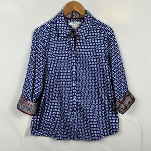 Foxcroft Blue and White Button Down Shirt